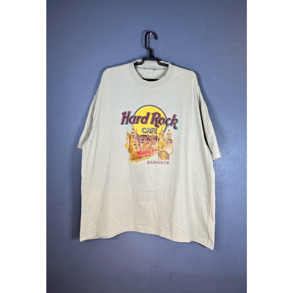 Hard Rock Cafe Bangkok T Shirt Thailand XXL Extra Large Vintage VTG Beige Khaki